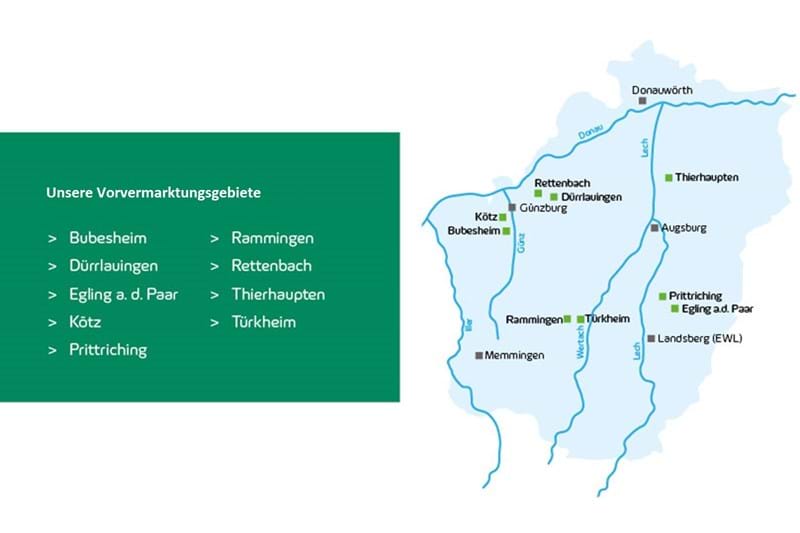 Karte und Übersicht der Kommunen. 